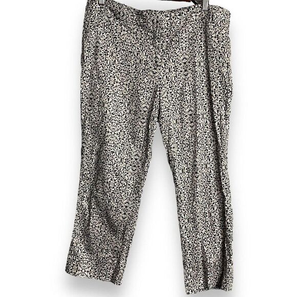 Laundry By Shelli Segal Womens Blue White Cropped Leg Pants Size 14 Damask Print - Picture 1 of 9